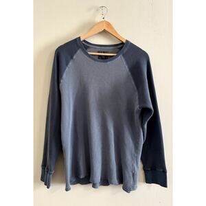 Vintage y2k Pale Blue Colorblock Honeycomb Thermal Long-sleeve Shirt Men's Large